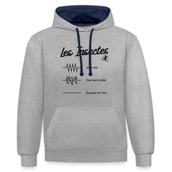 Insectes : Peur Bleue Garantie ! sur Sweat à capuche contrasté