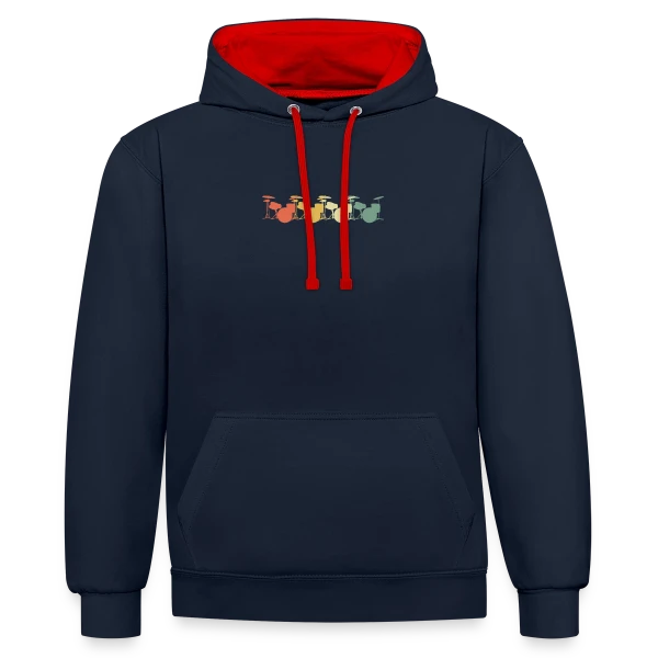 Batterie Rétro 70s sur Sweat à capuche contrasté