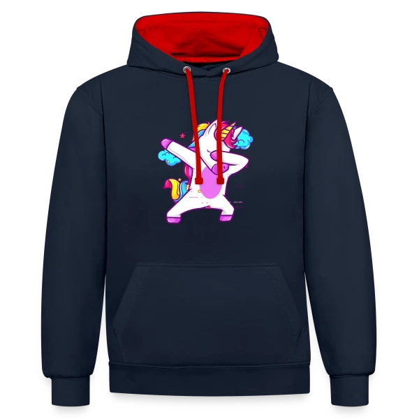 Licorne Dabbing Stylée Néon sur Sweat à capuche contrasté
