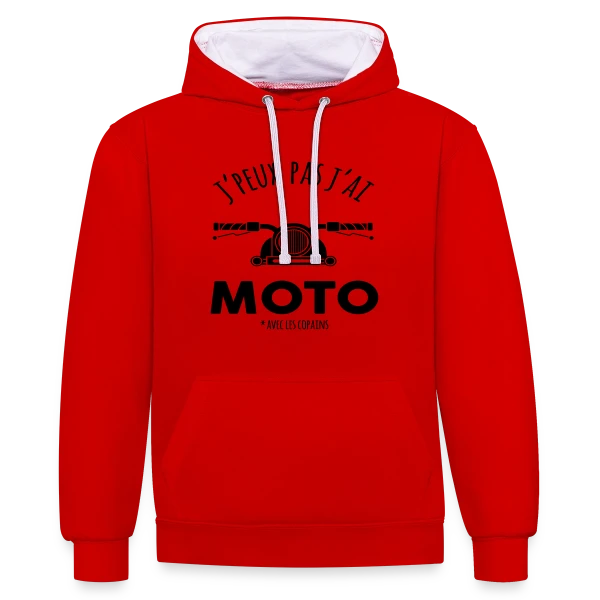 J'peux pas, j'ai moto ! sur Sweat à capuche contrasté