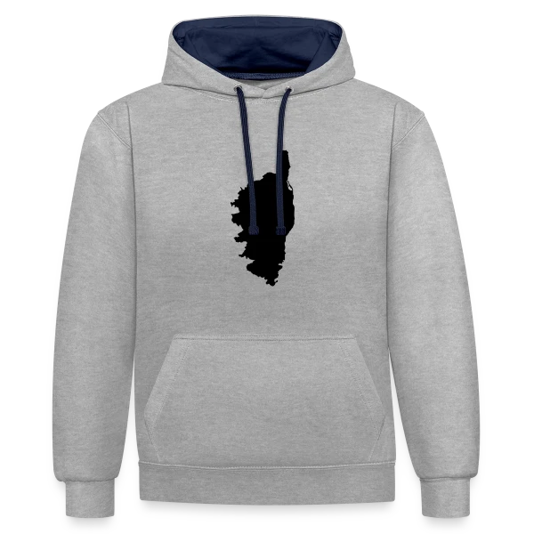 Silhouette Carte Corse sur Sweat à capuche contrasté