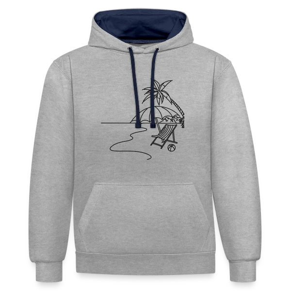 Scène de Plage Minimaliste sur Sweat à capuche contrasté