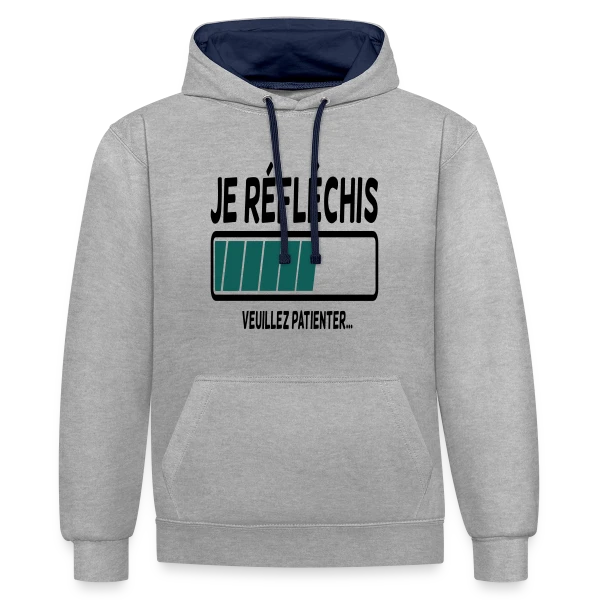 Je Réfléchis, C'est Rare ! sur Sweat à capuche contrasté