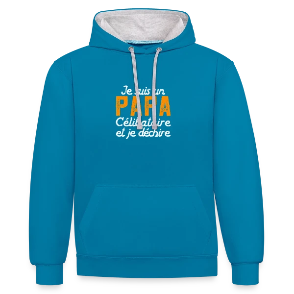Je Suis un Papa Célibataire et Je Déchire ! sur Sweat à capuche contrasté