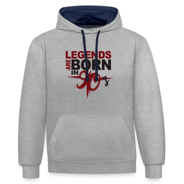 Légendes Nées Années 90 sur Sweat à capuche contrasté