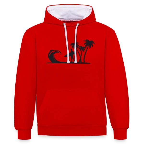 Surfeur Vague Palmiers sur Sweat à capuche contrasté