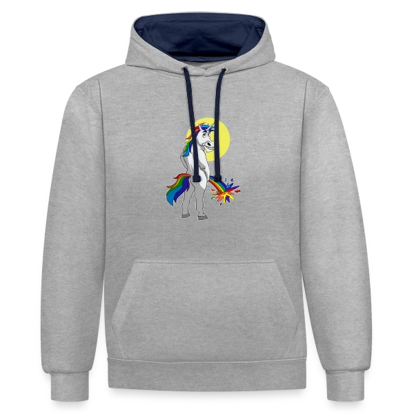 Licorne Pipi Arc-en-ciel sur Sweat à capuche contrasté