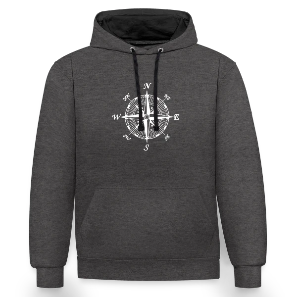 Boussole Aventure sur Sweat à capuche contrasté