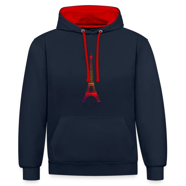Tour Eiffel Dégradé sur Sweat à capuche contrasté