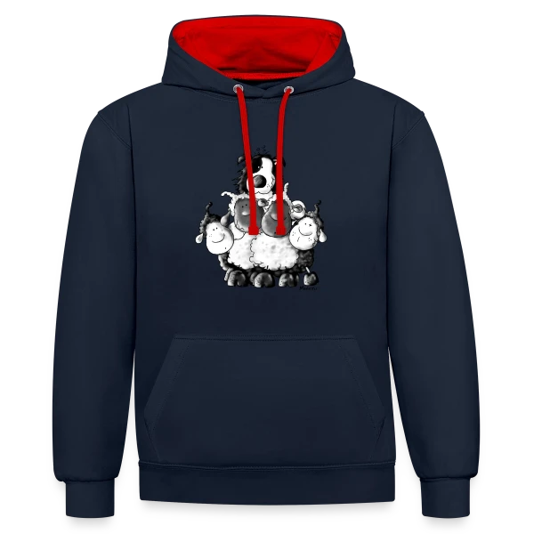 Border Collie et Moutons - Un Vrai Chien de Berger sur Sweat à capuche contrasté
