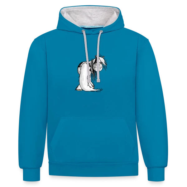 Cheval Irish Tinker - Galop Joyeux Cartoon sur Sweat à capuche contrasté