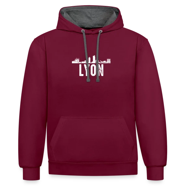 Lyon Minimaliste Blanc sur Sweat à capuche contrasté