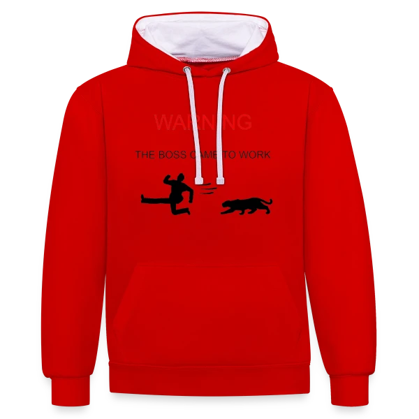 Attention : Le Patron est Arrivé sur Sweat à capuche contrasté