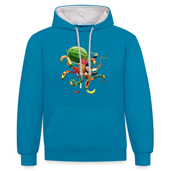 Pulpi Frutti : Saveur Marine Originale sur Sweat à capuche contrasté