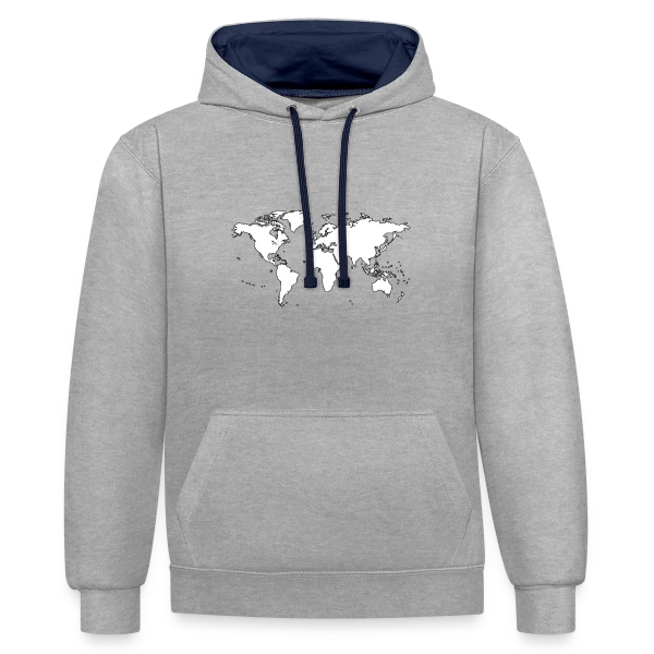 Carte du Monde Minimaliste sur Sweat à capuche contrasté