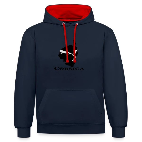 Carte Corse Tête de Maure sur Sweat à capuche contrasté