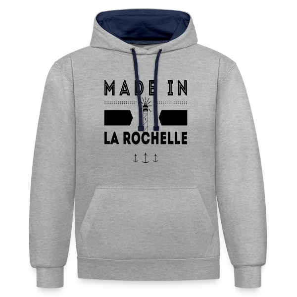 Né(e) à La Rochelle : L'Esprit Rochelais sur Sweat à capuche contrasté