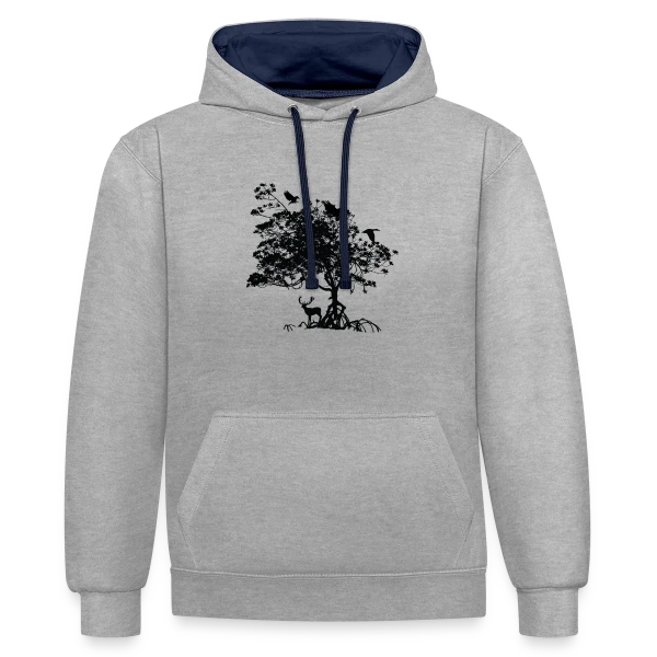 Arbre Sauvage et Animaux sur Sweat à capuche contrasté