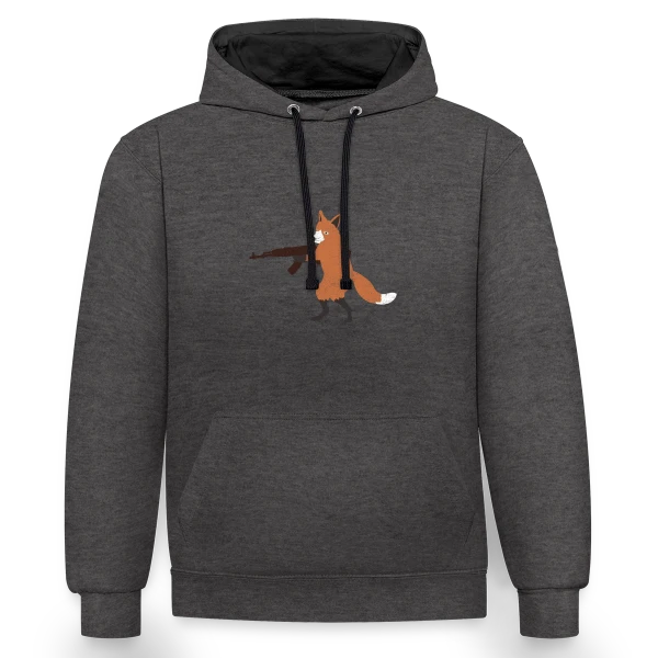 Renard Rebelle Armé sur Sweat à capuche contrasté