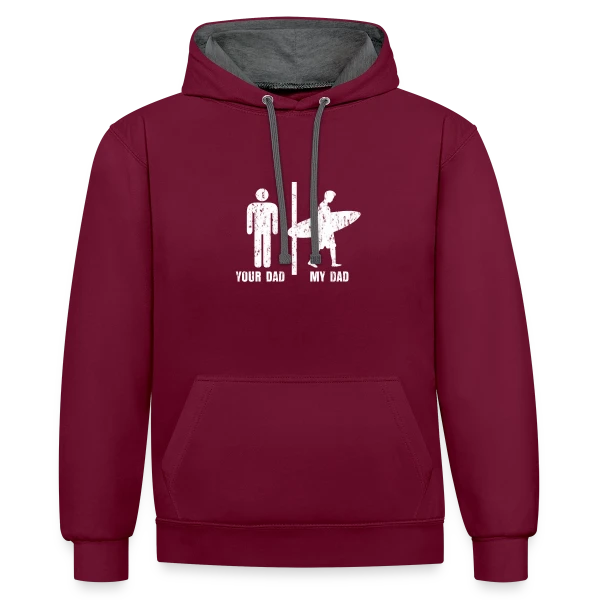Papa Surfeur | Plage & Océan sur Sweat à capuche contrasté
