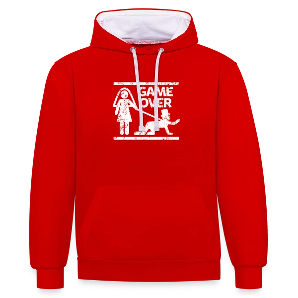 Mariage Game Over Humour sur Sweat à capuche contrasté