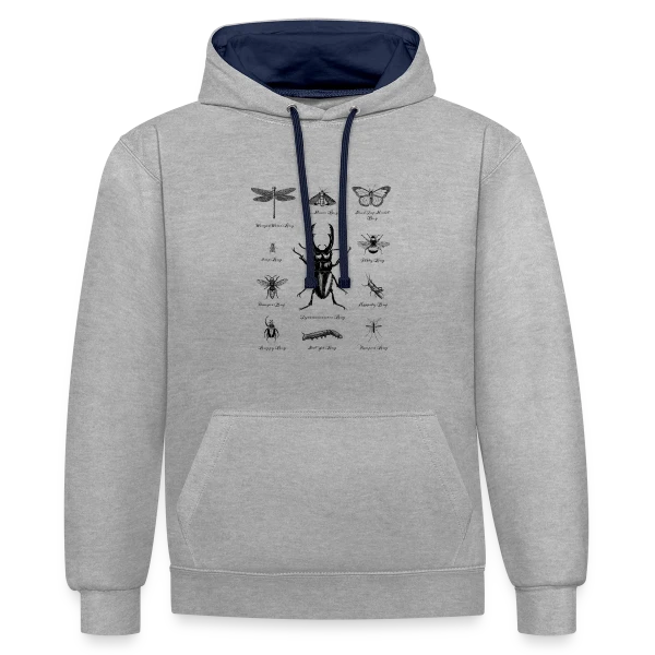 Bestiaire Insectes Humour Vintage sur Sweat à capuche contrasté