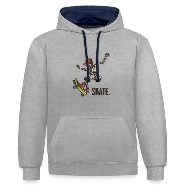 Skate Squelette Fun sur Sweat à capuche contrasté