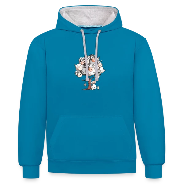 Petit Mouton Laineux Câlin sur Sweat à capuche contrasté