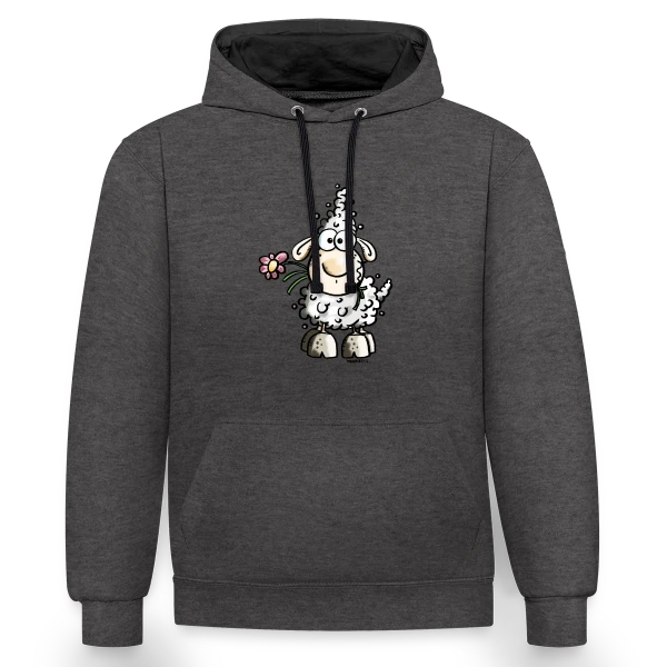 Adorable Mouton Gourmand - Fleur et Humour sur Sweat à capuche contrasté