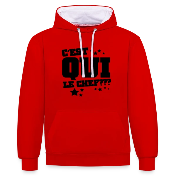 Le Chef, C'est Moi ! Humour et Autorité sur Sweat à capuche contrasté