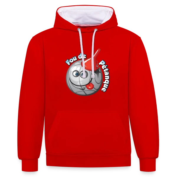 Passion Pétanque sur Sweat à capuche contrasté