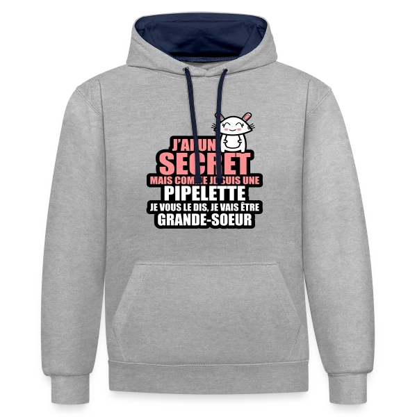 Annonce Grossesse : J'ai Un Secret, Je Vais Être Grande-Sœur sur Sweat à capuche contrasté