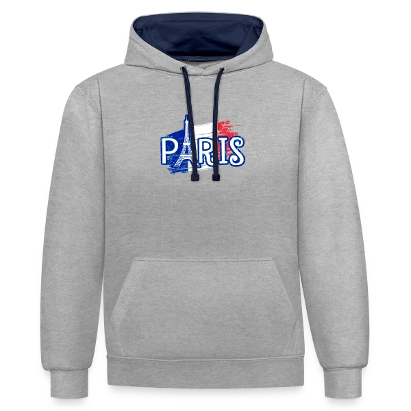 Paris Tour Eiffel Drapeau sur Sweat à capuche contrasté