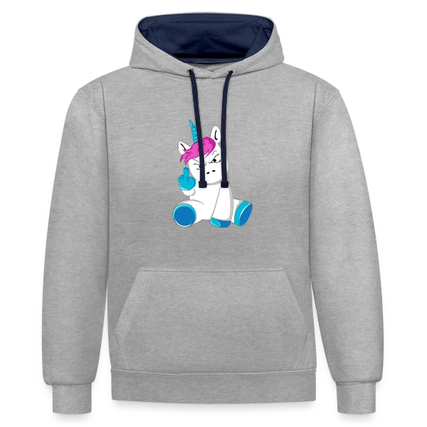 Licorne Furieuse Doigt d'Honneur sur Sweat à capuche contrasté