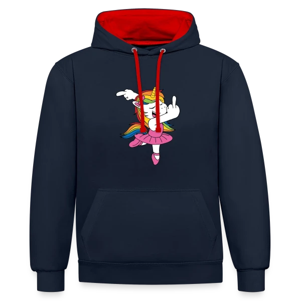 Licorne Rebelle Danseuse sur Sweat à capuche contrasté