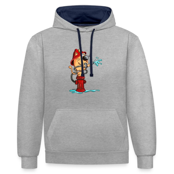 Le Chat Pompier Rigolo sur Sweat à capuche contrasté