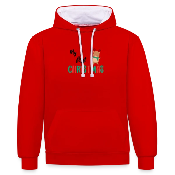 Mon Premier Noël : Design Adorable pour Bébé sur Sweat à capuche contrasté