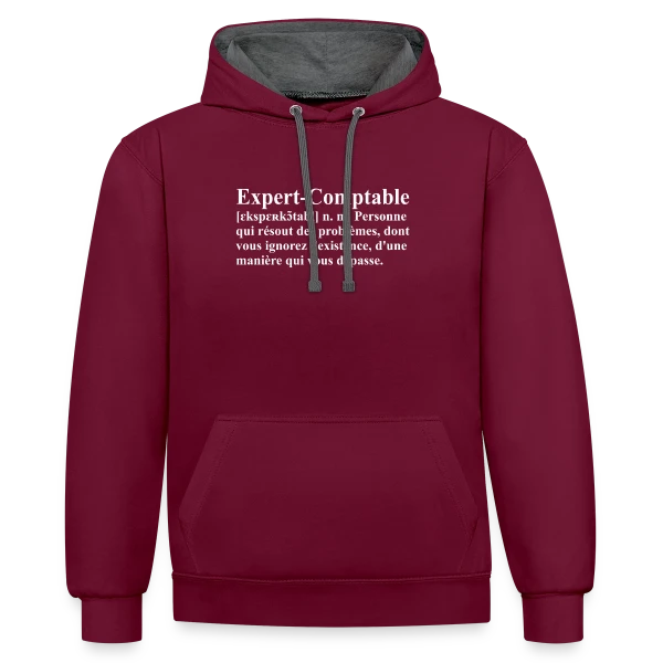 Définition de l'Expert-Comptable | T-Shirt Humour Métier sur Sweat à capuche contrasté