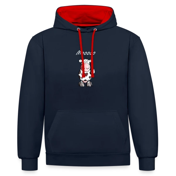 Mooo la Vache Rigolote sur Sweat à capuche contrasté