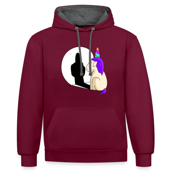 Licorne Impertinente Ombre sur Sweat à capuche contrasté
