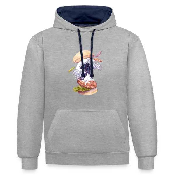 La Vague Gourmande de Kanagawa sur Sweat à capuche contrasté