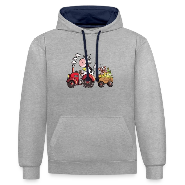 La Vache au Volant, le Cochon à Bord - T-shirt Agricole Fun sur Sweat à capuche contrasté