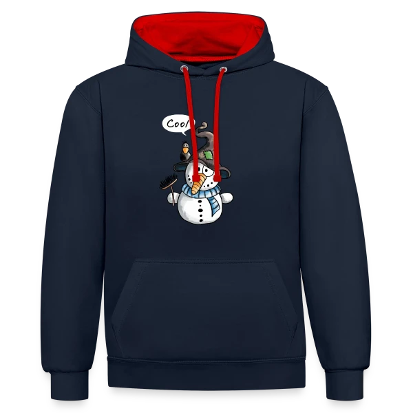 Bonhomme de Neige Rigolo - Hiver Enchanté sur Sweat à capuche contrasté