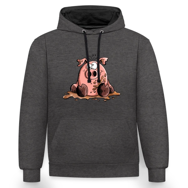 Cochon dans la boue - Animal de la ferme sur Sweat à capuche contrasté