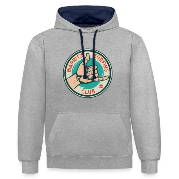 Biarritz Surfing Club | T-Shirt Onde & Style Basque sur Sweat à capuche contrasté