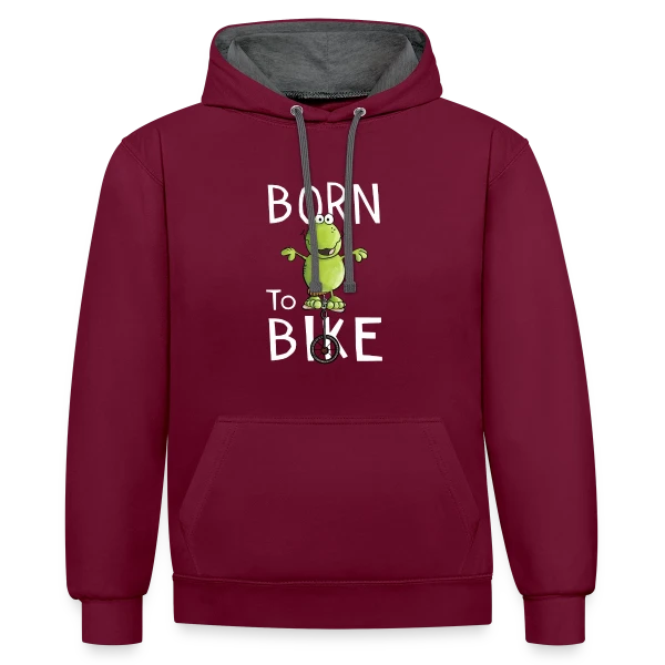 Né Pour Pédaler - Frocg à Monocycle Comique sur Sweat à capuche contrasté