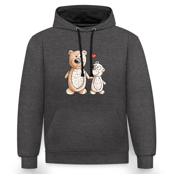 Amour Oursons Câlins sur Sweat à capuche contrasté