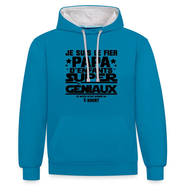 Fier Papa d'Enfants Géniaux sur Sweat à capuche contrasté