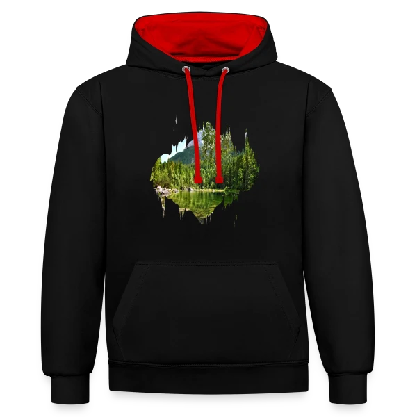 Paysage Naturel Abstrait Effet Splash sur Sweat à capuche contrasté