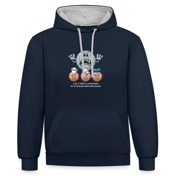 Les 3 petits cochons sur Sweat à capuche contrasté